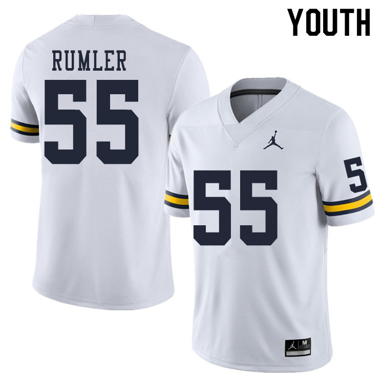 Youth #55 Nolan Rumler Michigan Wolverines College Football Jerseys Sale-White